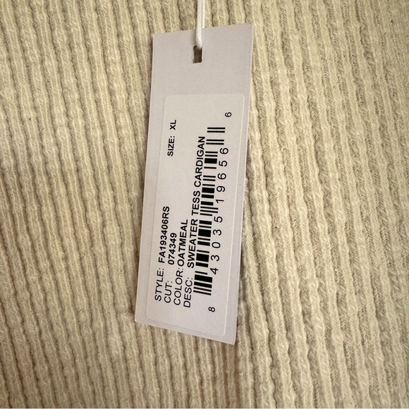 NWT Rachel Pally Tess Cardigan Sweater XL Oatmeal tan beige neutrals ribbed - Picture 4 of 9